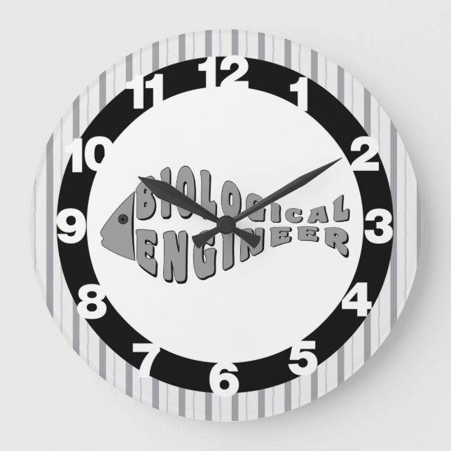 Biological Engineer Grey Fish Large Clock (Front)