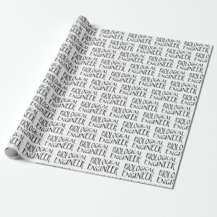 Biological Engineer Grey Wavy Text Wrapping Paper