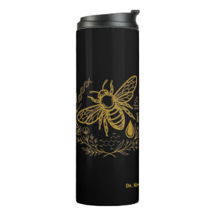 Biology Bee Golden DNA Latin Quote Thermal Tumbler