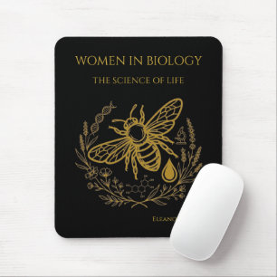 Biology Bee Golden DNA Spiral   Women in Science Mouse Mat