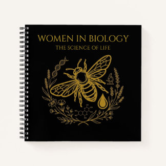 Biology Bee & Golden DNA Square Notebook