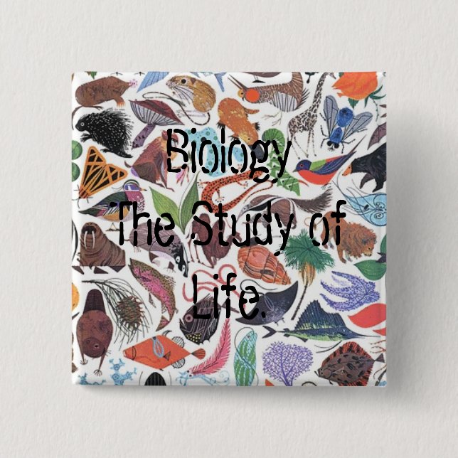 Biology, Biology The Study of Life. 15 Cm Square Badge (Front)