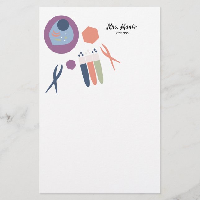 Biology Class Cell Script Name  Stationery (Front)