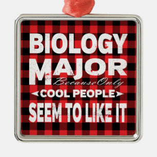 Biology College Major Student Red Plaid Metal Tree Decoration