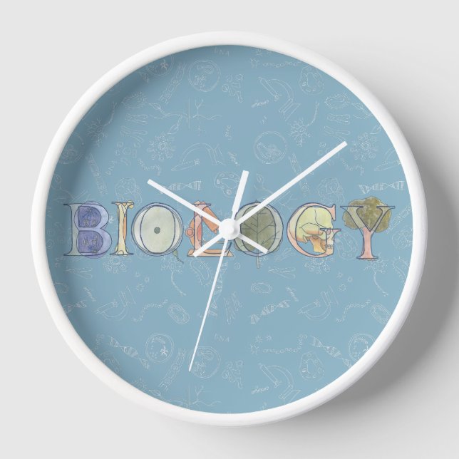 Biology diagram and typography blue clock (Front)