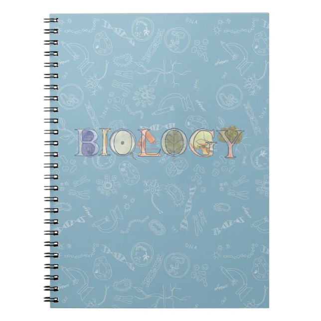 Biology diagram and typography blue  notebook (Front)
