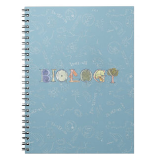 Biology diagram and typography blue notebook