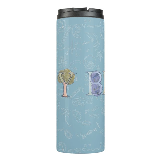 Biology diagram and typography blue  thermal tumbler (Back)