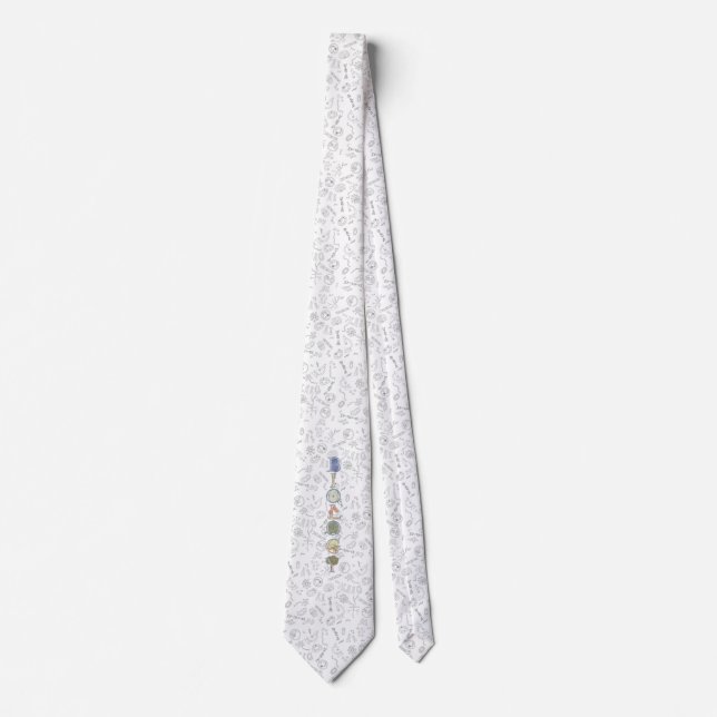 Biology diagram pattern black vertical typography  tie (Front)