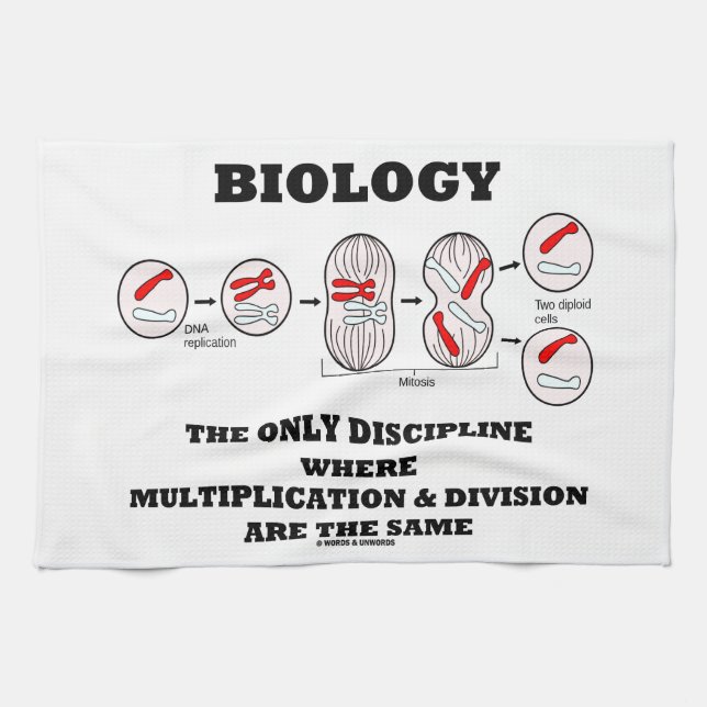 Biology Only Discipline Multiplication Division Tea Towel (Horizontal)