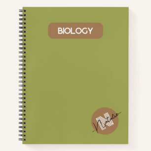 Biology Personalised Subject in school green Notebook