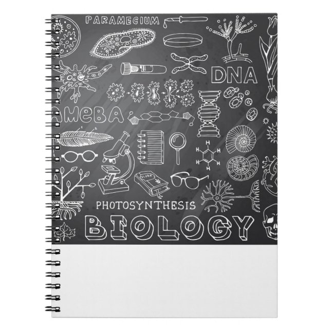 Biology Science Doodle in Grey Chalkboard Notebook (Front)