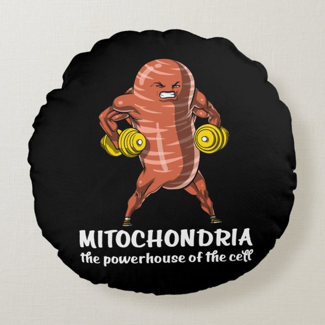 Biology Science Mitochondria Funny Joke Round Cushion (Front)