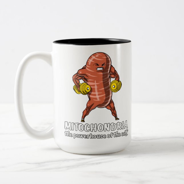 Biology Science Mitochondria Funny Joke Two-Tone Coffee Mug (Left)