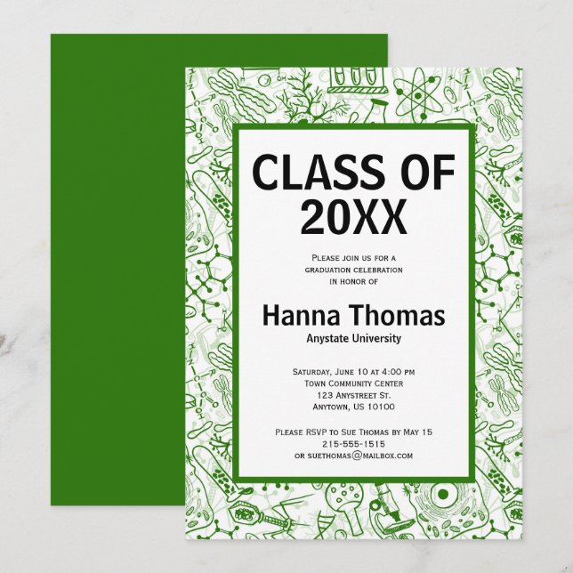 Biology Science Scientist Graduation Invitation (Front/Back)