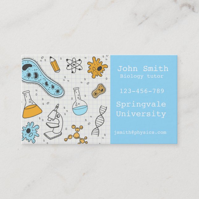 Biology science tutor business card (Front)