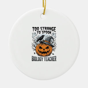 Biology Teacher Halloween Shirt Spooky Pumpkin Rav Ceramic Tree Decoration