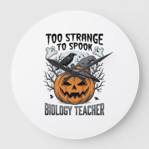 Biology Teacher Halloween Shirt Spooky Pumpkin Rav Large Clock
