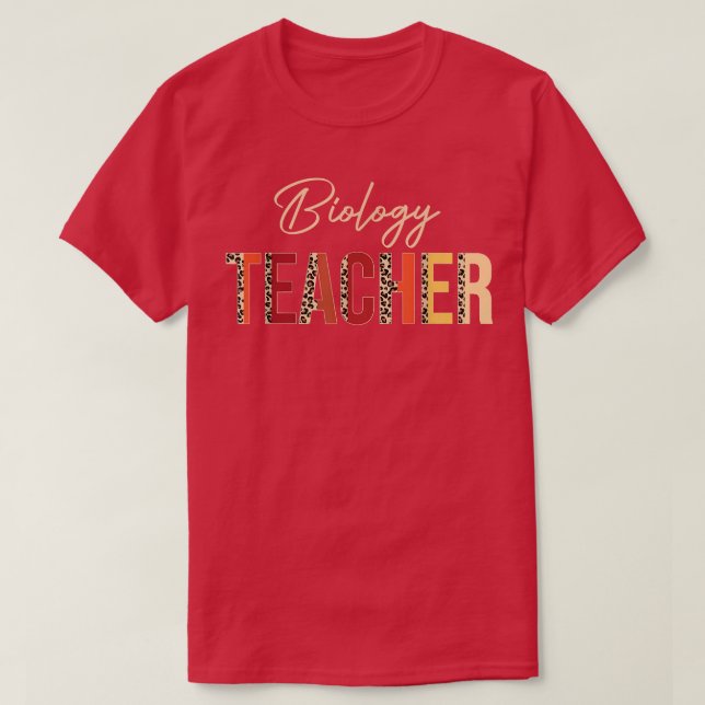 Biology Teacher leopard Fall Autumn Lovers Thanksg T-Shirt (Design Front)