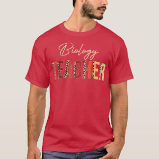 Biology Teacher leopard Fall Autumn Lovers Thanksg T-Shirt