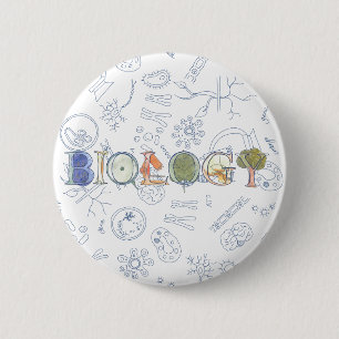 Biology typography and diagrams 6 cm round badge