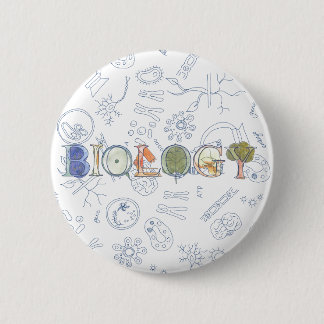 Biology typography and diagrams 6 cm round badge