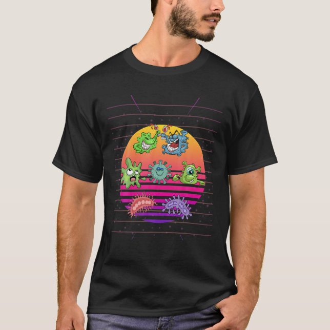 Biology Vaporwave Aesthetic 80S Art Microbiologist T-Shirt (Front)