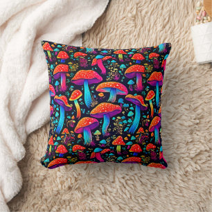 Bioluminescent Bliss: Groovy Mushroom Cushion
