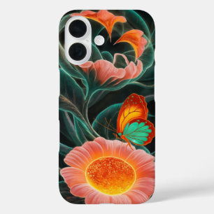 Bioluminescent Bloom: A Vibrant Floral Masterpiece iPhone 16 Case