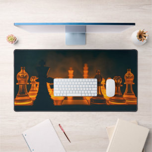 Bioluminescent Chess Scene Desk Mat - Glowing Eeri