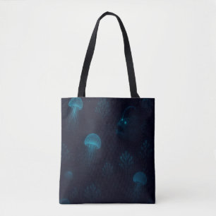 Bioluminescent Deep-Sea Glow Pattern Tote Bag