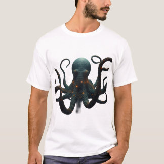 Bioluminescent Deep-Sea Octopus Graphic T-Shirt -