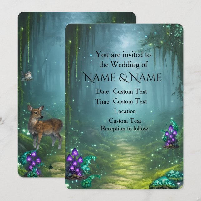 Bioluminescent Elegance Wedding Collection Invitation (Front/Back)