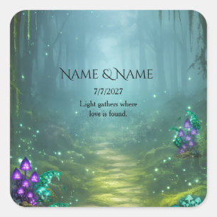 Bioluminescent Elegance Wedding Collection Square Sticker