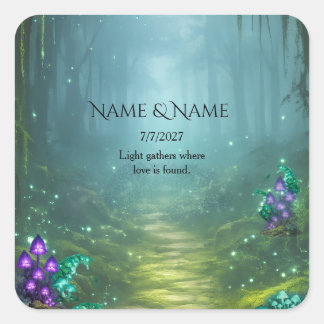 Bioluminescent Elegance Wedding Collection Square Sticker