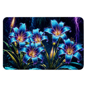 Bioluminescent flowers night garden illustration magnet