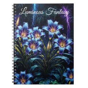 Bioluminescent flowers night garden illustration notebook