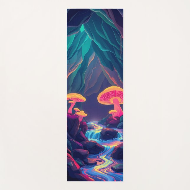 bioluminescent fungi and flowing streams  yoga mat (Front)
