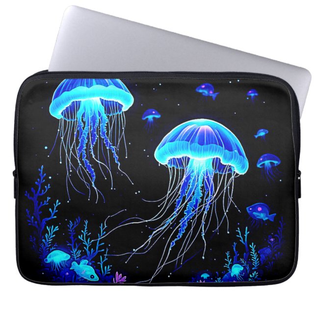 Bioluminescent Jellyfish Dream Laptop Sleeve (Front)