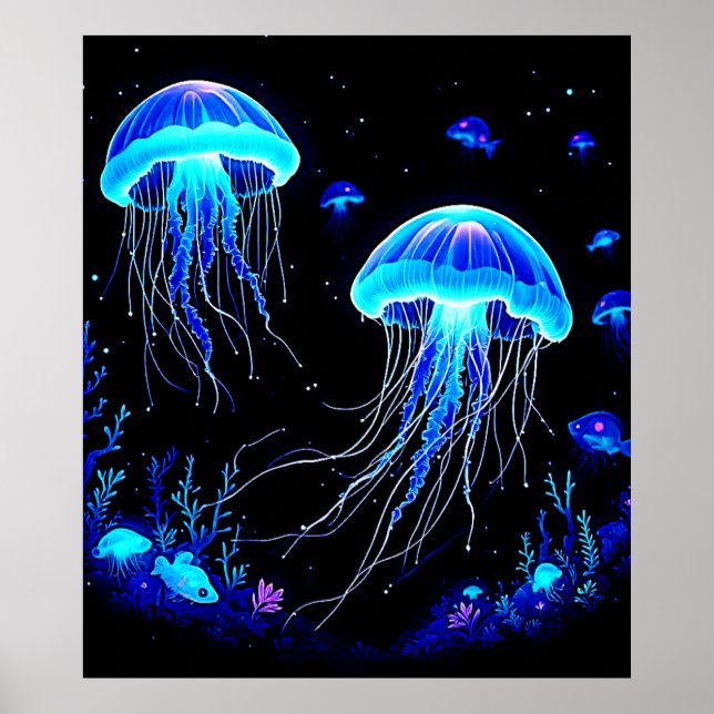Bioluminescent Jellyfish Dream Poster (Front)