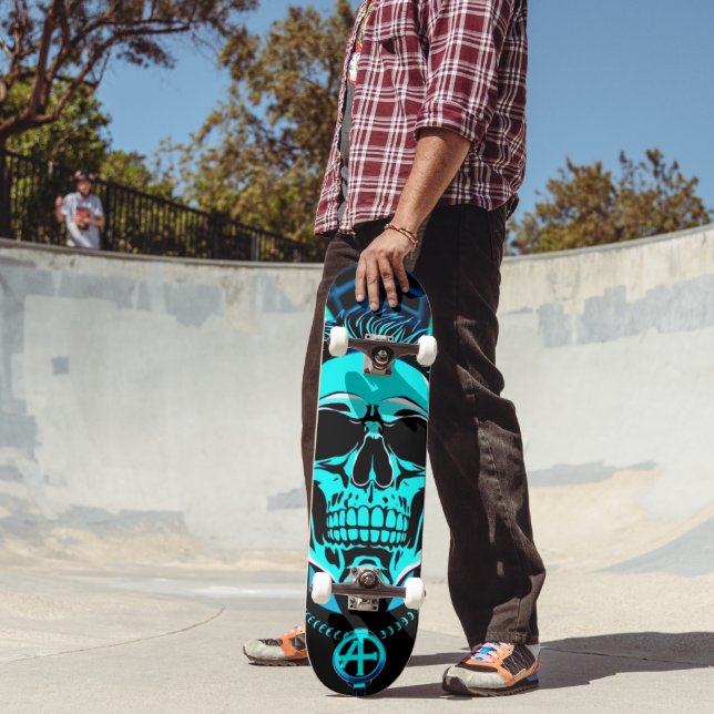 Bioluminescent Punk Rock Skeleton Skateboard (Outdoor 2)