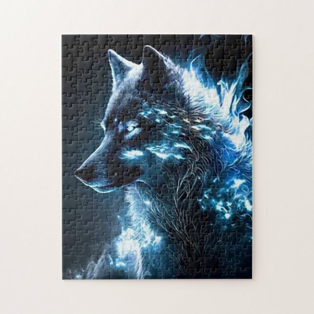 Bioluminescent Wolf Jigsaw Puzzle (Vertical)