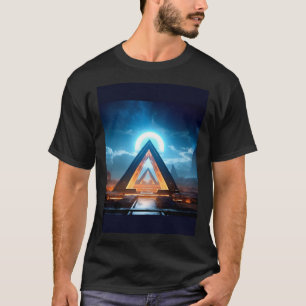 Bioluminicent neom glowing stargate in front of a T-Shirt
