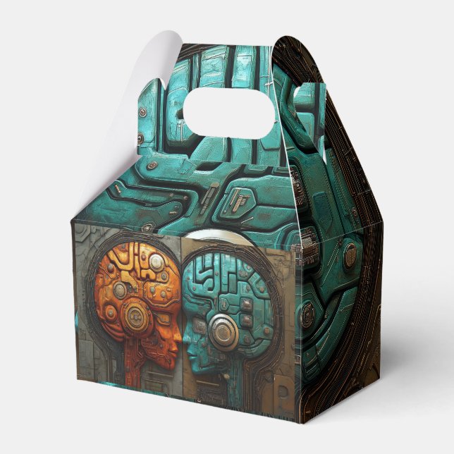 Biomechanical Cyberpunk Android Couple Art Favour Box (Front Side)
