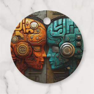 Biomechanical Cyberpunk Android Couple Art Favour Tags