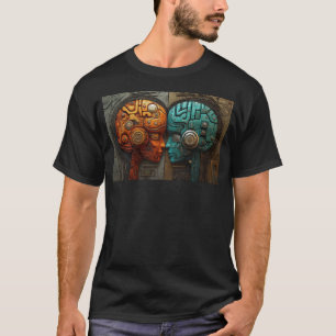 Biomechanical Cyberpunk Android Couple Art T-Shirt