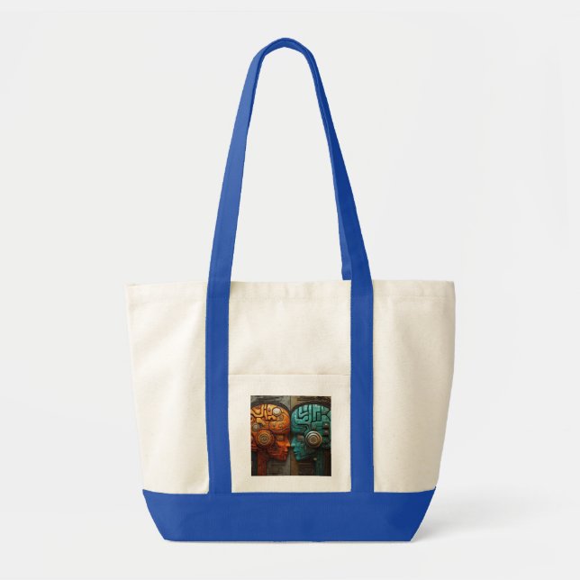 Biomechanical Cyberpunk Android Couple Art Tote Bag (Front)