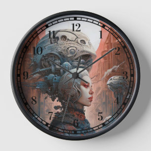 Biomechanical Head Surreal Sci-Fi Art Clock