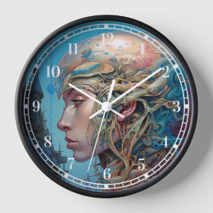 Biomechanical Head Surreal Sci-Fi Art Clock