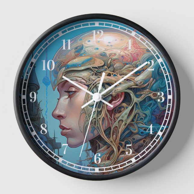 Biomechanical Head Surreal Sci-Fi Art Clock (Front)
